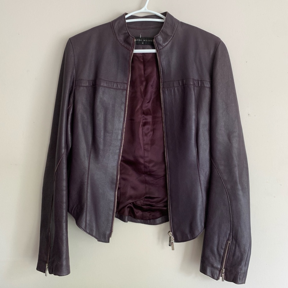 Karen Millen Women's Purple Leather Jacket (XS)